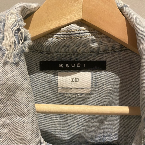 Men’s KSUBI Karma Distressed Denim Jacket - Large - New - Picture 4 of 5
